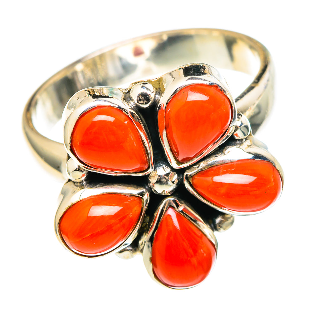 Mediterranean Red Coral Rings handcrafted by Anasilvercos - RING97203