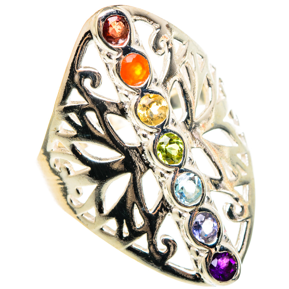 Multi-stone Chakra Rings handcrafted by Anasilvercos - RING97212