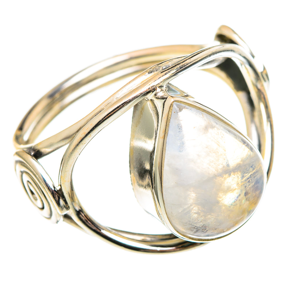 Rainbow Moonstone Rings handcrafted by Anasilvercos - RING97243