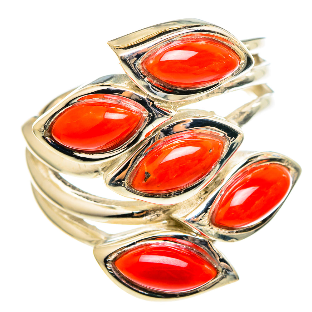 Mediterranean Red Coral Rings handcrafted by Anasilvercos - RING97294