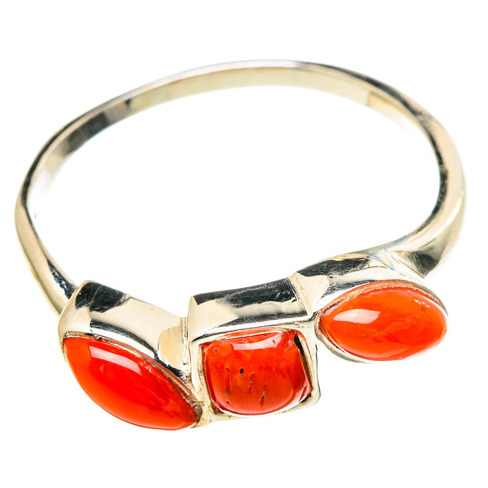 Mediterranean Red Coral Rings handcrafted by Anasilvercos - RING97356