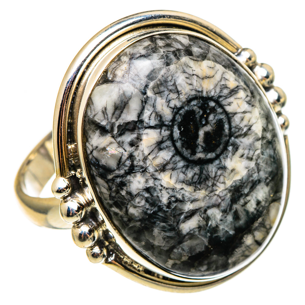 Moroccan Goniatite Fossil Rings handcrafted by Anasilvercos - RING97358