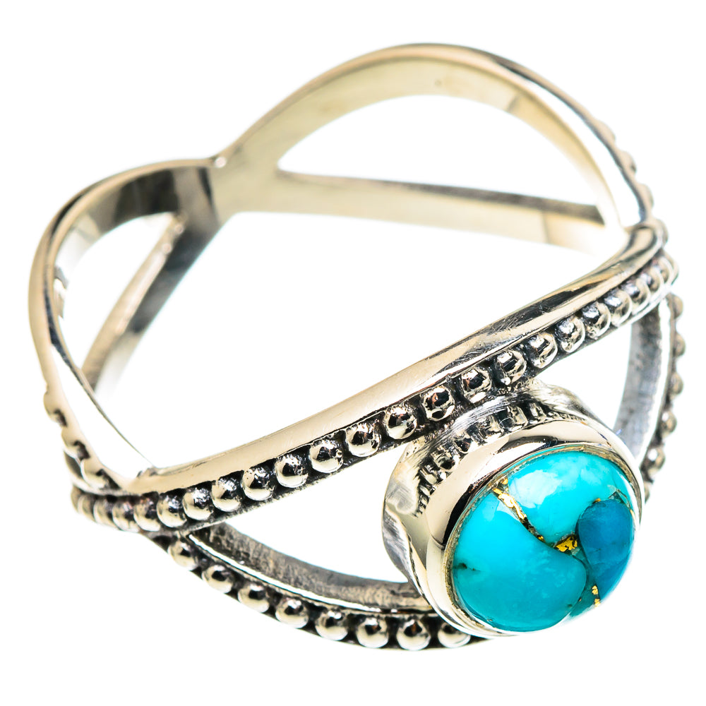 Blue Copper Composite Turquoise Rings handcrafted by Anasilvercos - RING97442