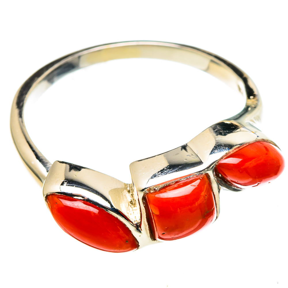 Mediterranean Red Coral Rings handcrafted by Anasilvercos - RING97457