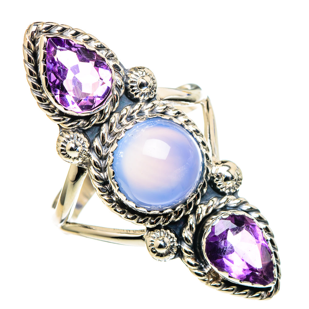 Aqua Chalcedony Rings handcrafted by Anasilvercos - RING97648