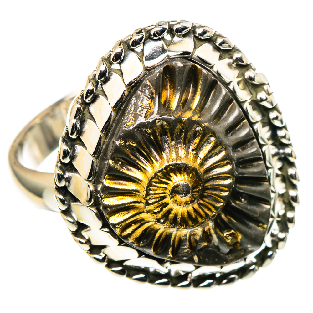 Pyrite Fossil Rings handcrafted by Anasilvercos - RING97736