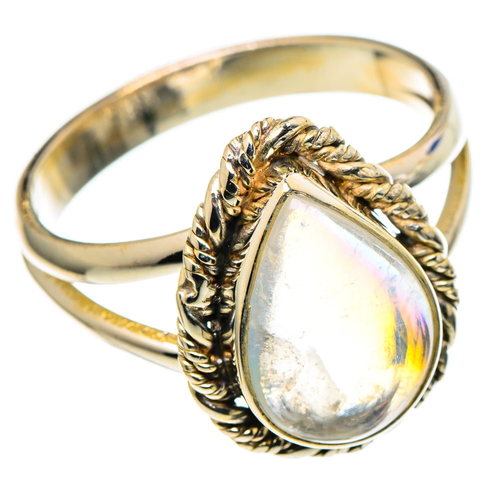 Rainbow Moonstone Rings handcrafted by Anasilvercos - RING97740