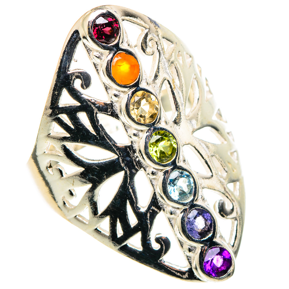 Multi-stone Rainbow Chakra Rings handcrafted by Anasilvercos - RING97742