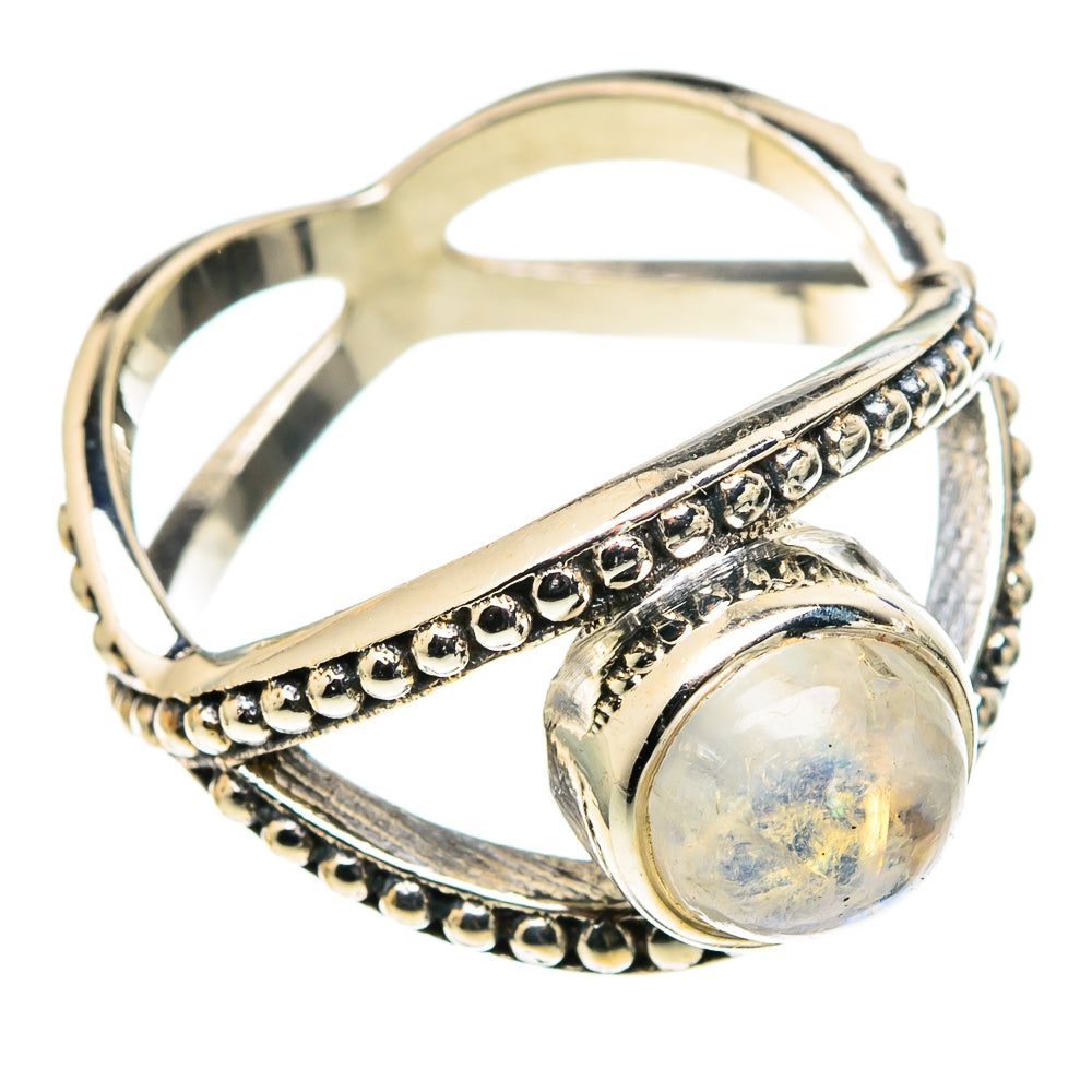 Rainbow Moonstone Rings handcrafted by Anasilvercos - RING97777