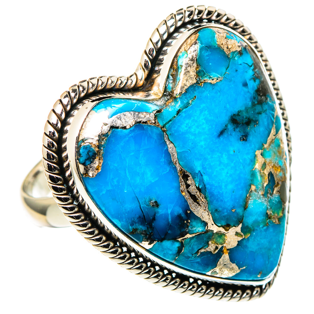 Blue Copper Composite Turquoise Rings handcrafted by Anasilvercos - RING97891