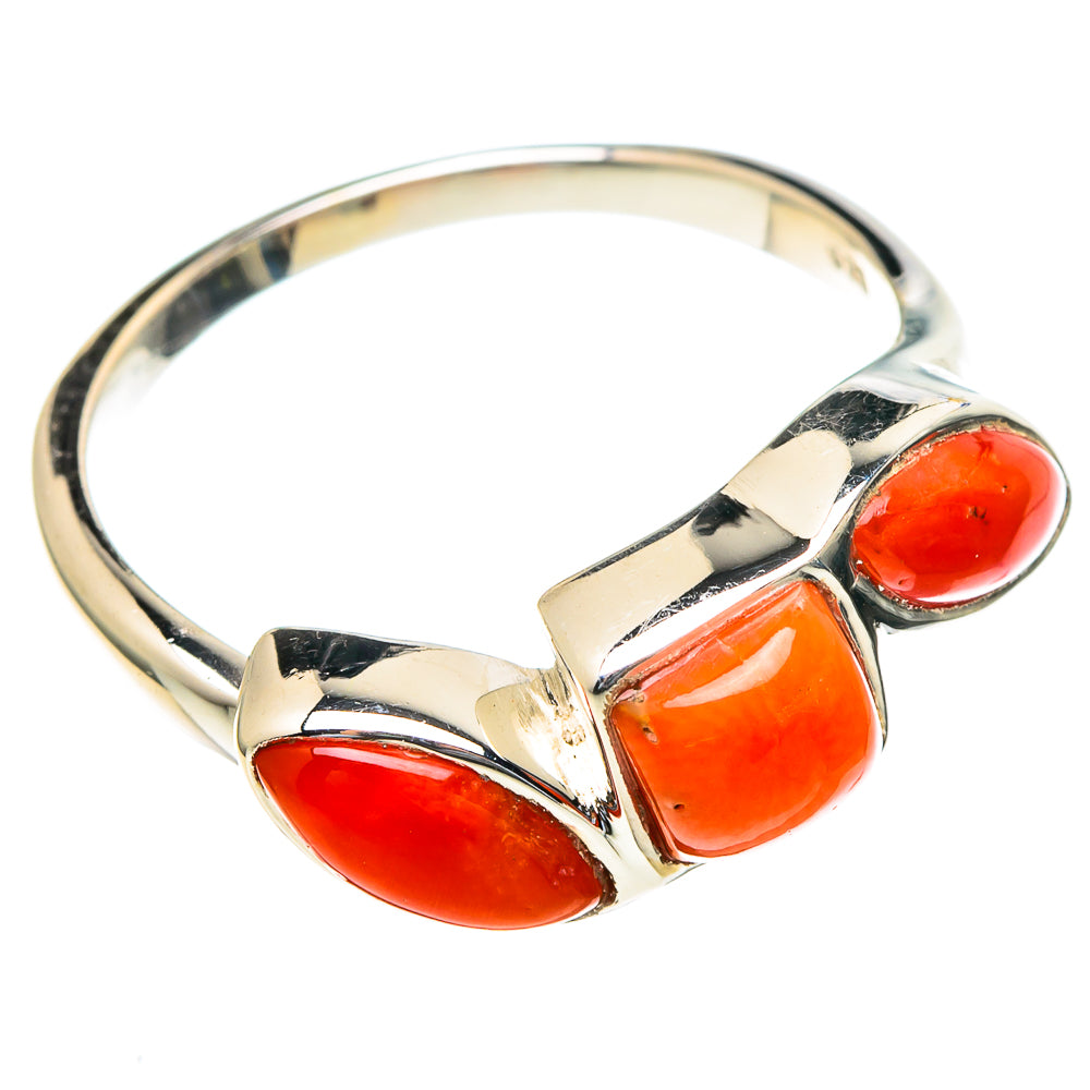 Mediterranean Red Coral Rings handcrafted by Anasilvercos - RING98013