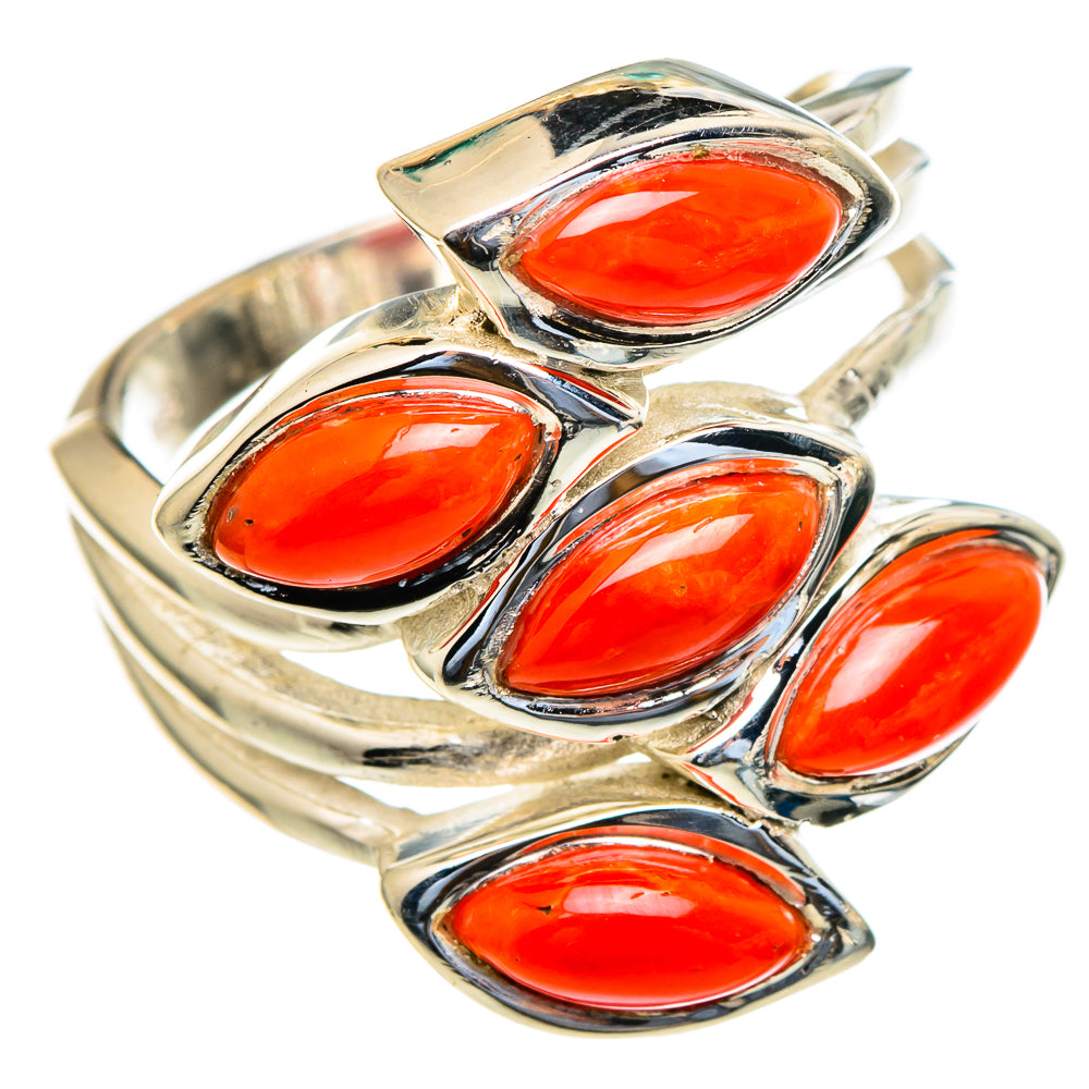 Mediterranean Red Coral Rings handcrafted by Anasilvercos - RING98014