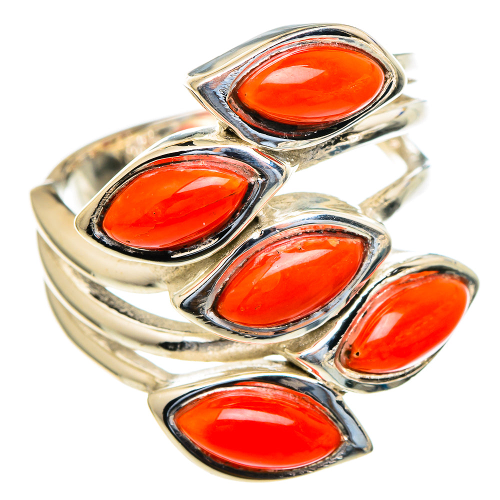 Mediterranean Red Coral Rings handcrafted by Anasilvercos - RING98055