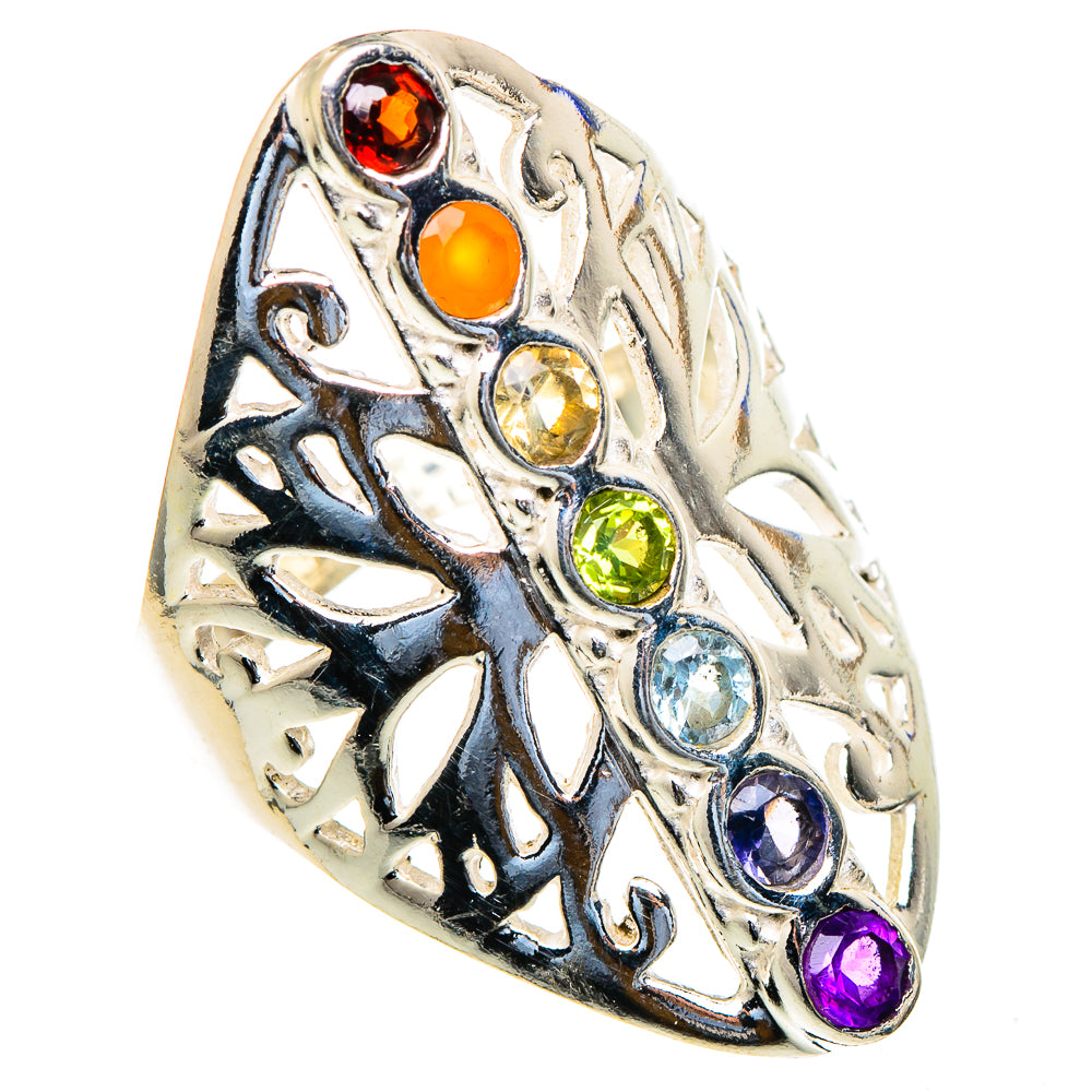 Multi-stone Rainbow Chakra Rings handcrafted by Anasilvercos - RING98104
