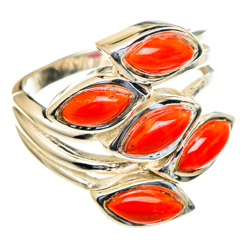 Mediterranean Red Coral Rings handcrafted by Anasilvercos - RING98127