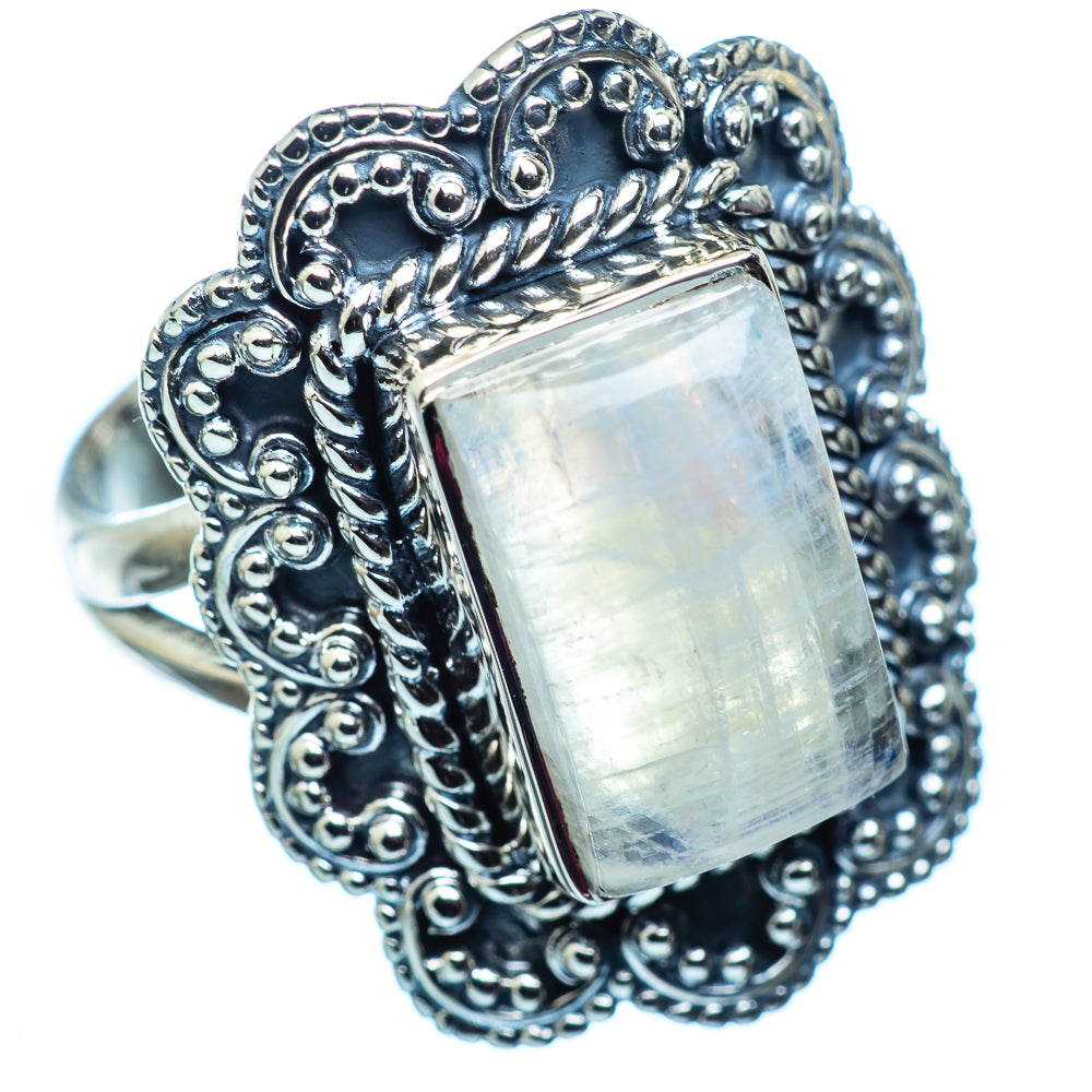 Rainbow Moonstone Rings handcrafted by Anasilvercos - RING981889