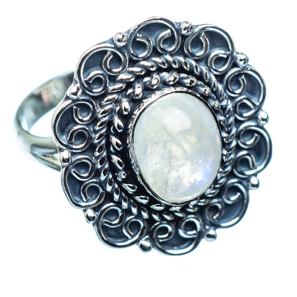 Rainbow Moonstone Rings handcrafted by Anasilvercos - RING981960