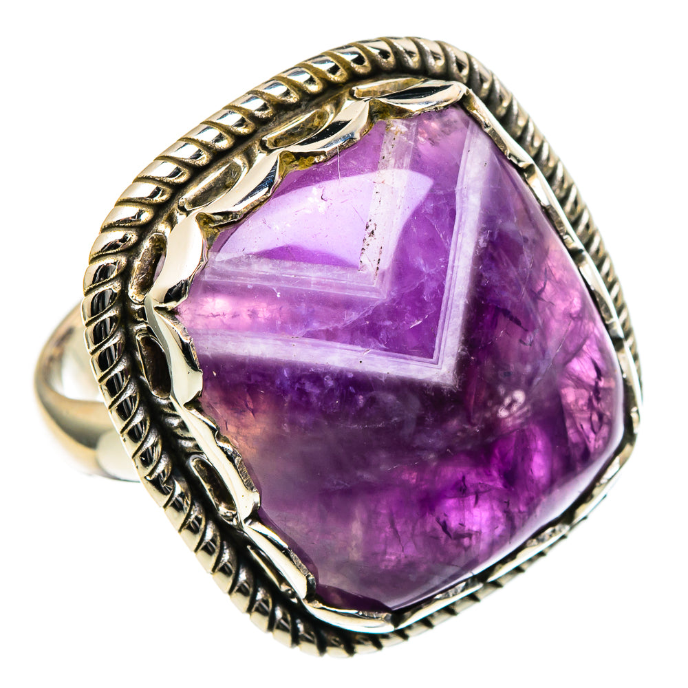 Chevron Amethyst Rings handcrafted by Anasilvercos - RING98323