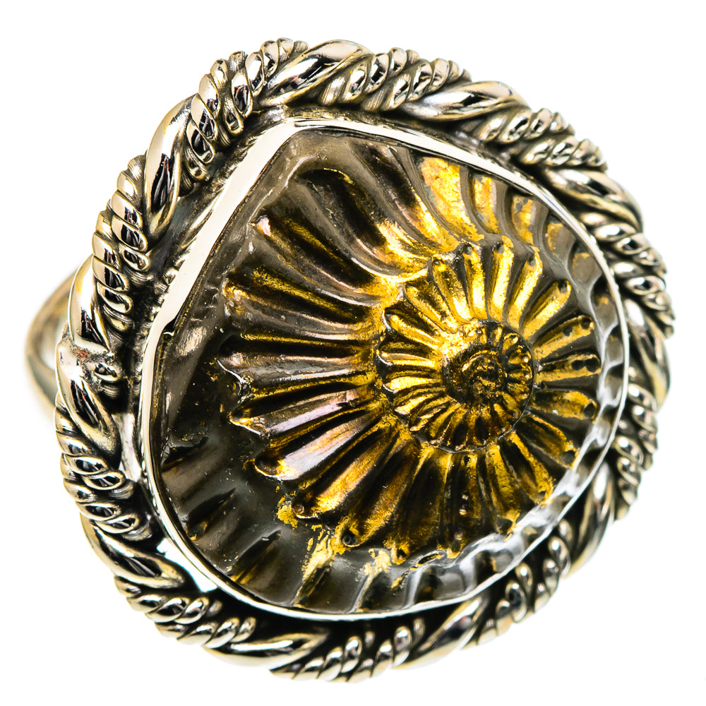 Pyrite Fossil Rings handcrafted by Anasilvercos - RING98327