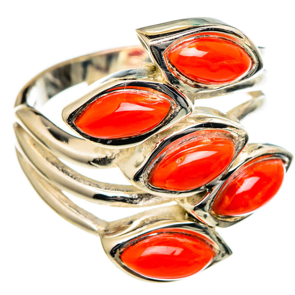 Mediterranean Red Coral Rings handcrafted by Anasilvercos - RING98356