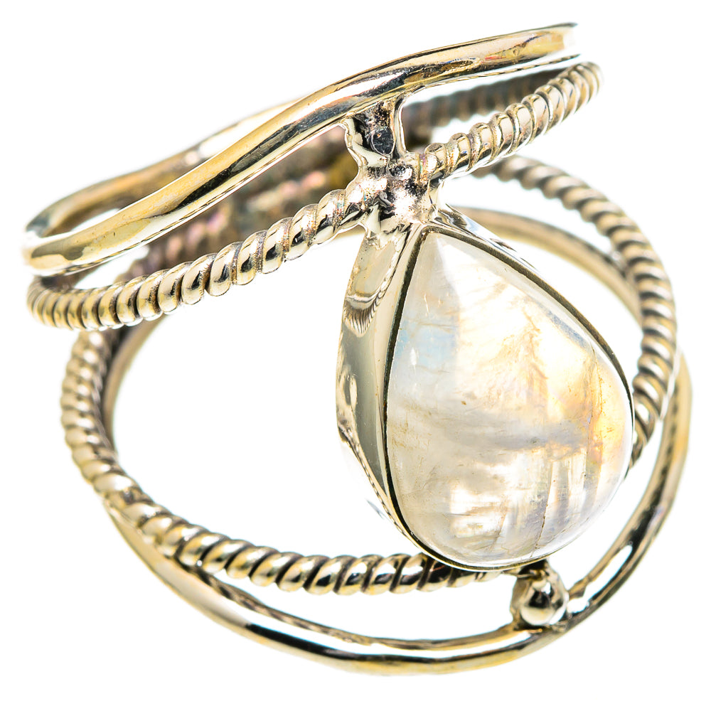 Rainbow Moonstone Rings handcrafted by Anasilvercos - RING98371