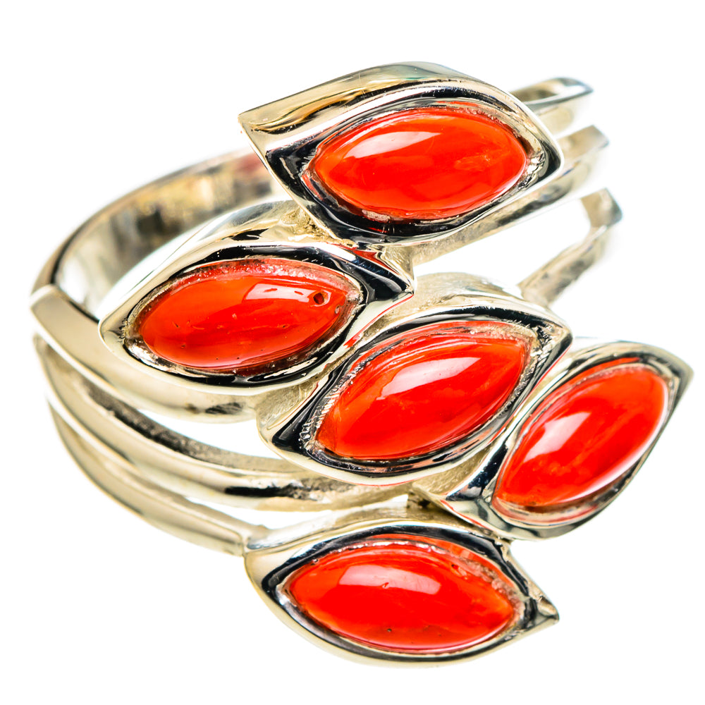 Mediterranean Red Coral Rings handcrafted by Anasilvercos - RING98396