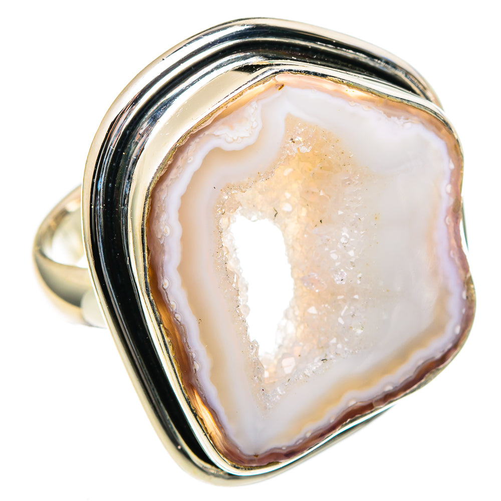 White Geode Slice Rings handcrafted by Anasilvercos - RING98409