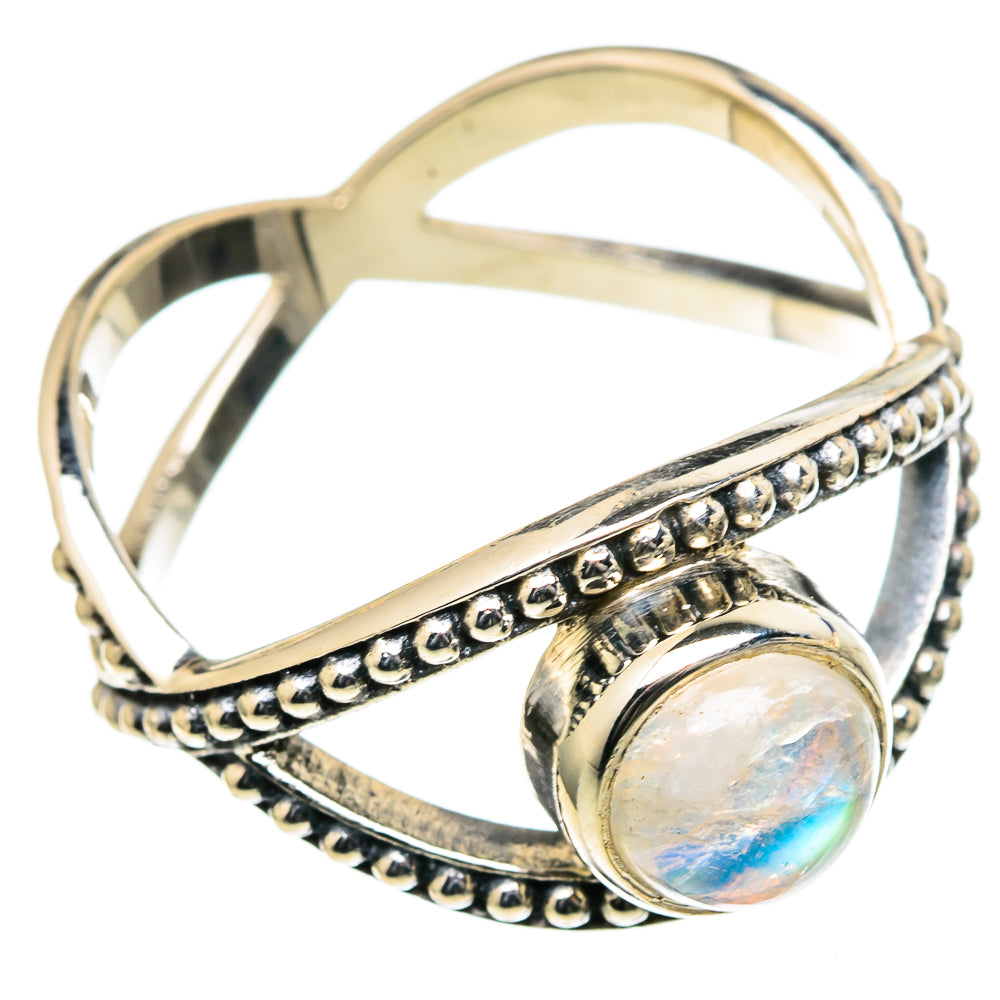 Rainbow Moonstone Rings handcrafted by Anasilvercos - RING98479