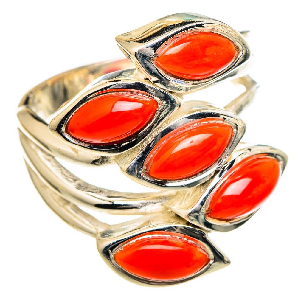 Mediterranean Red Coral Rings handcrafted by Anasilvercos - RING98496