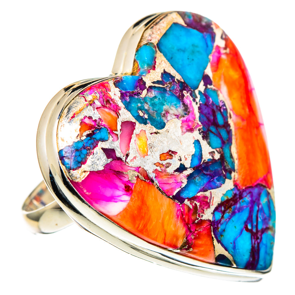 Kingman Pink Dahlia Turquoise Rings handcrafted by Anasilvercos - RING98563