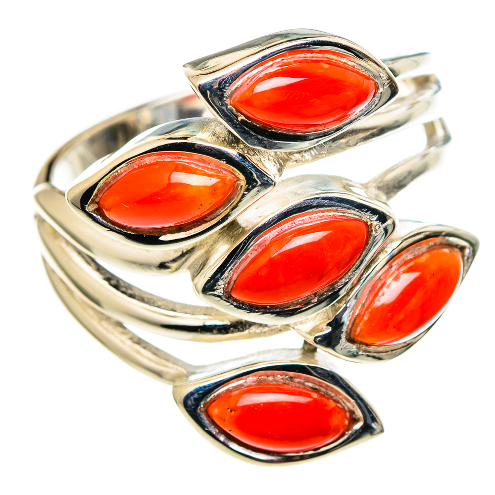 Mediterranean Red Coral Rings handcrafted by Anasilvercos - RING98620