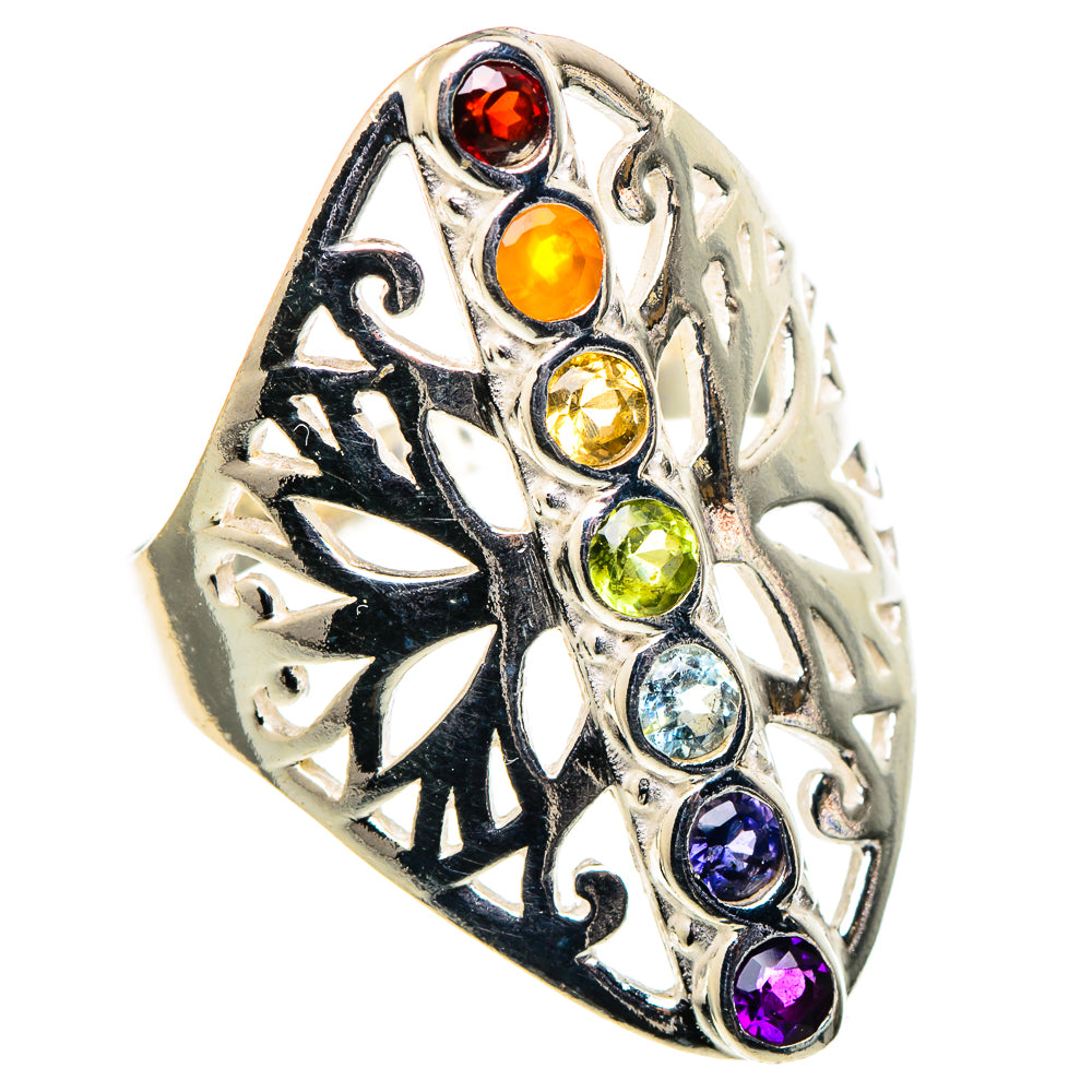 Multi-stone Rainbow Chakra Rings handcrafted by Anasilvercos - RING98637
