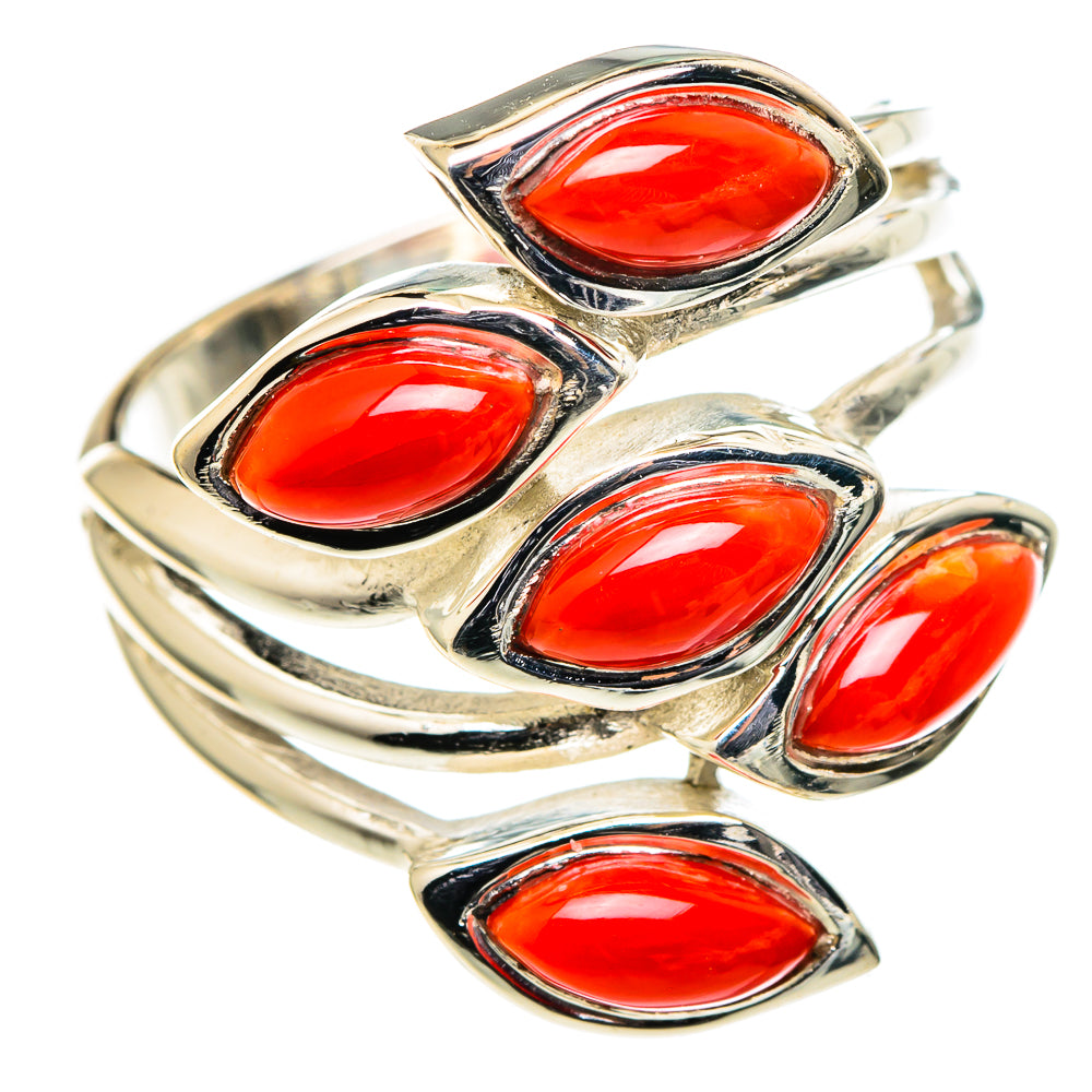 Mediterranean Red Coral Rings handcrafted by Anasilvercos - RING98663