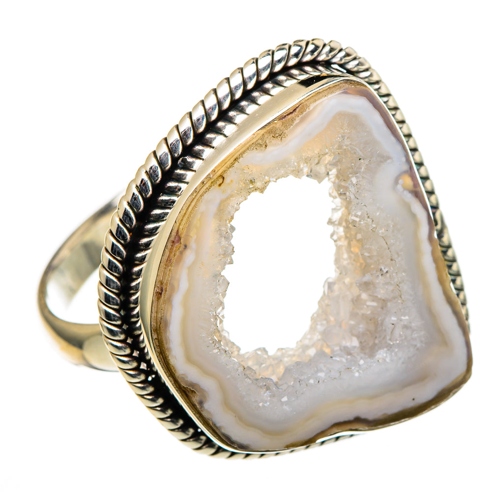 White Geode Slice Rings handcrafted by Anasilvercos - RING98837 - Photo 2