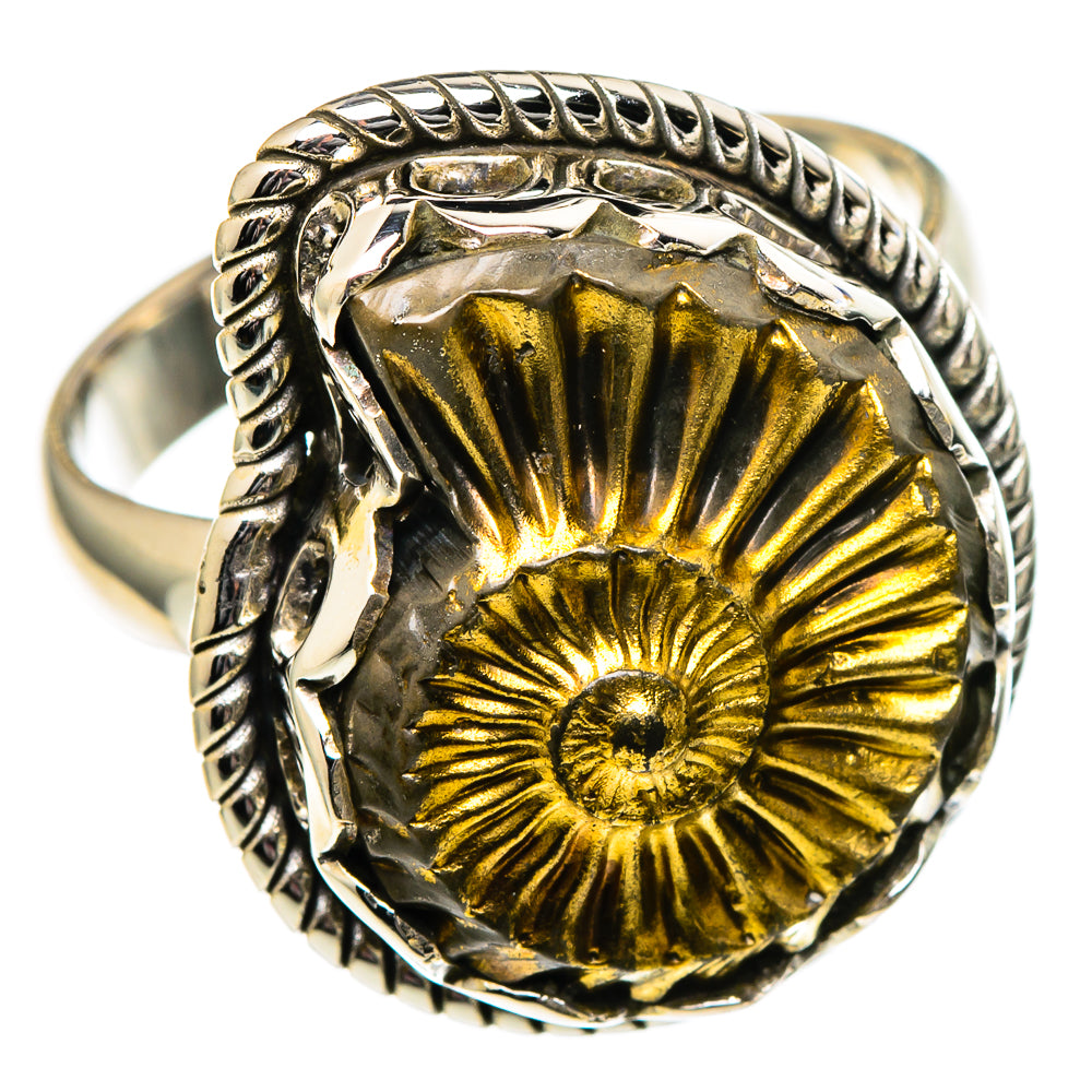 Pyrite Fossil Rings handcrafted by Anasilvercos - RING98937