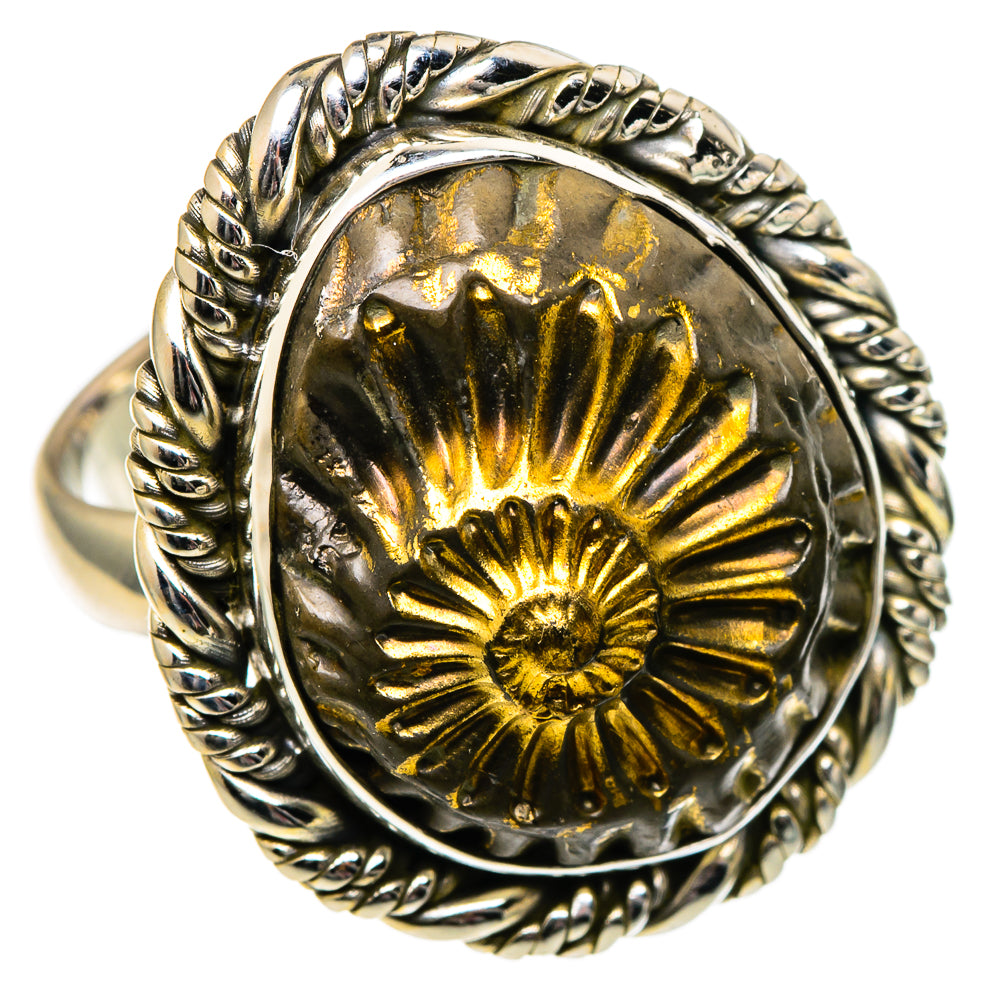 Pyrite Fossil Rings handcrafted by Anasilvercos - RING98938