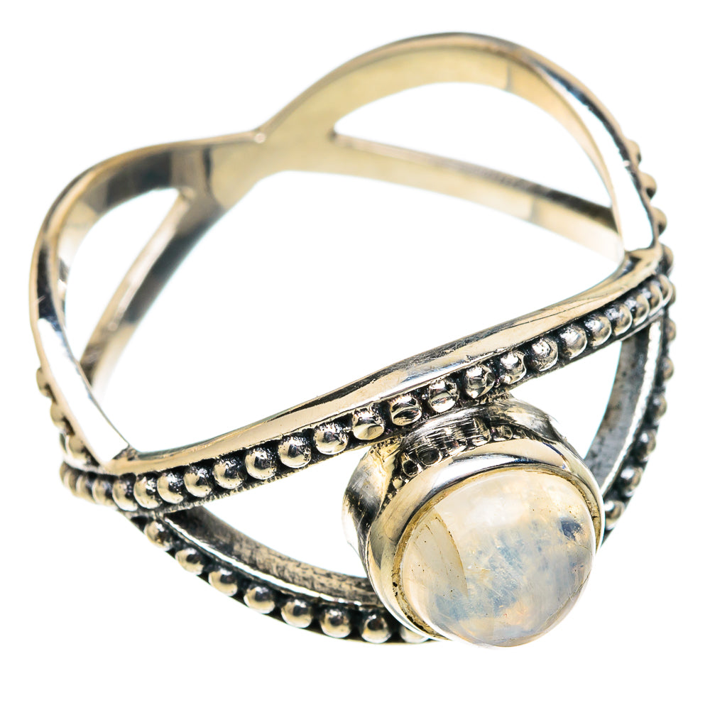 Rainbow Moonstone Rings handcrafted by Anasilvercos - RING98941