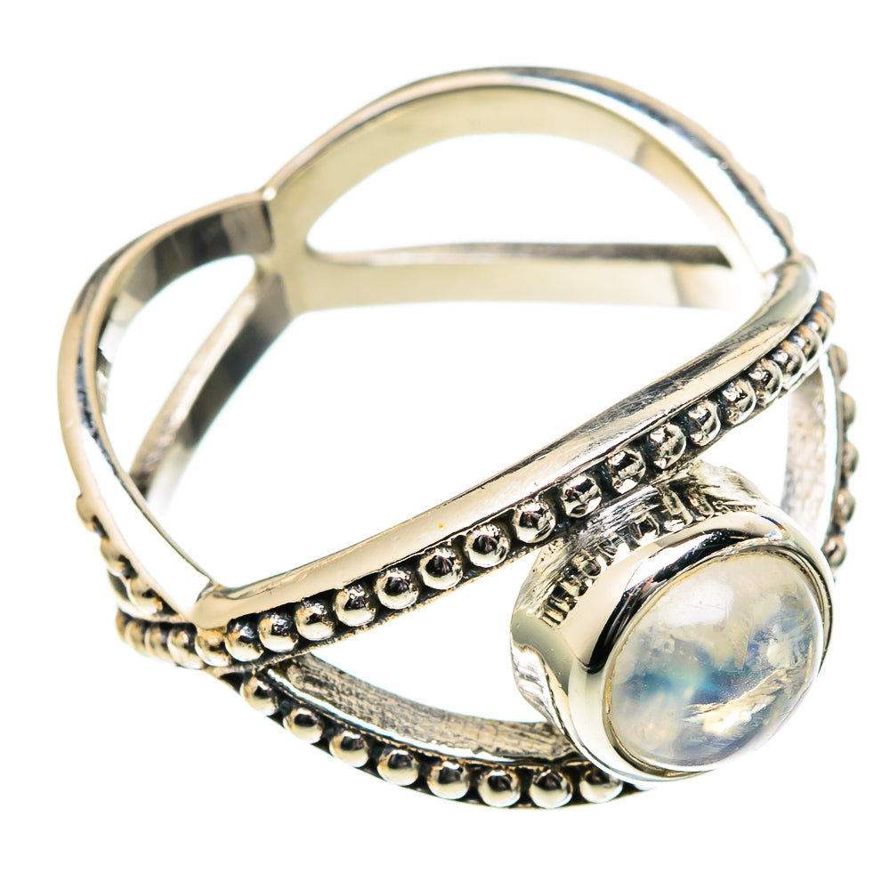 Rainbow Moonstone Rings handcrafted by Anasilvercos - RING98980