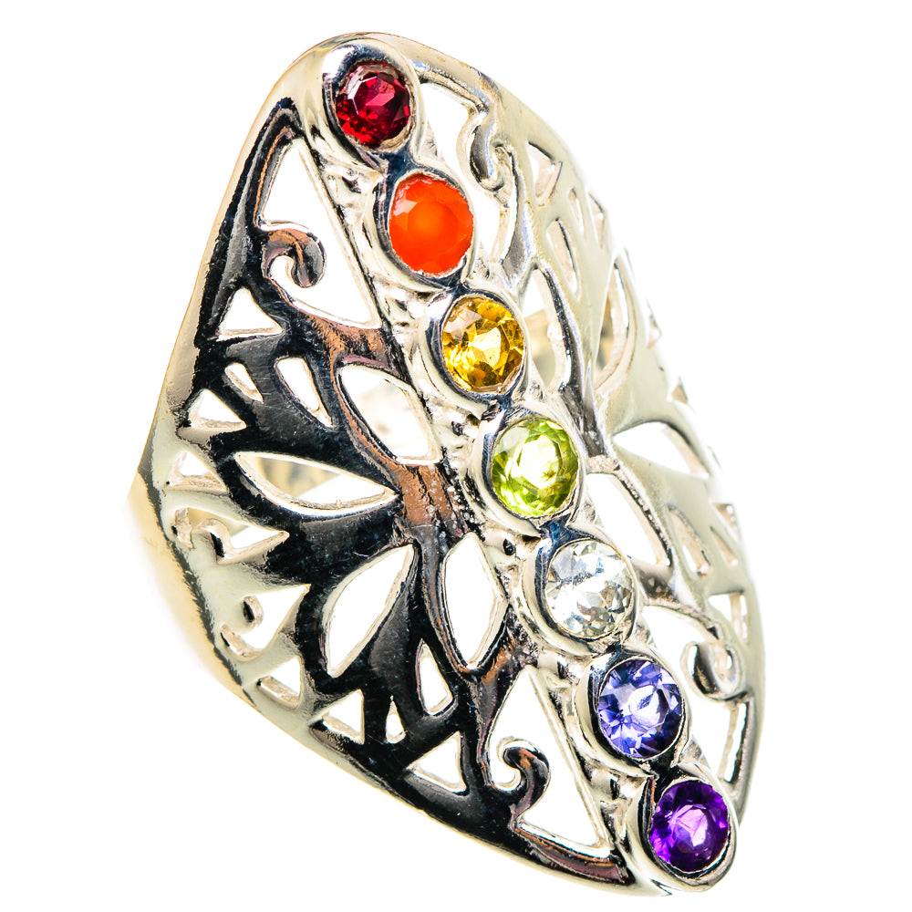 Multi-stone Rainbow Chakra Rings handcrafted by Anasilvercos - RING98982