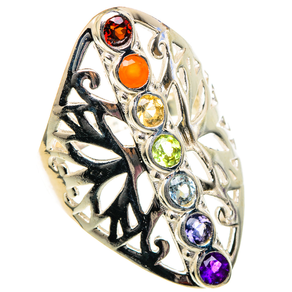 Multi-stone Rainbow Chakra Rings handcrafted by Anasilvercos - RING99107