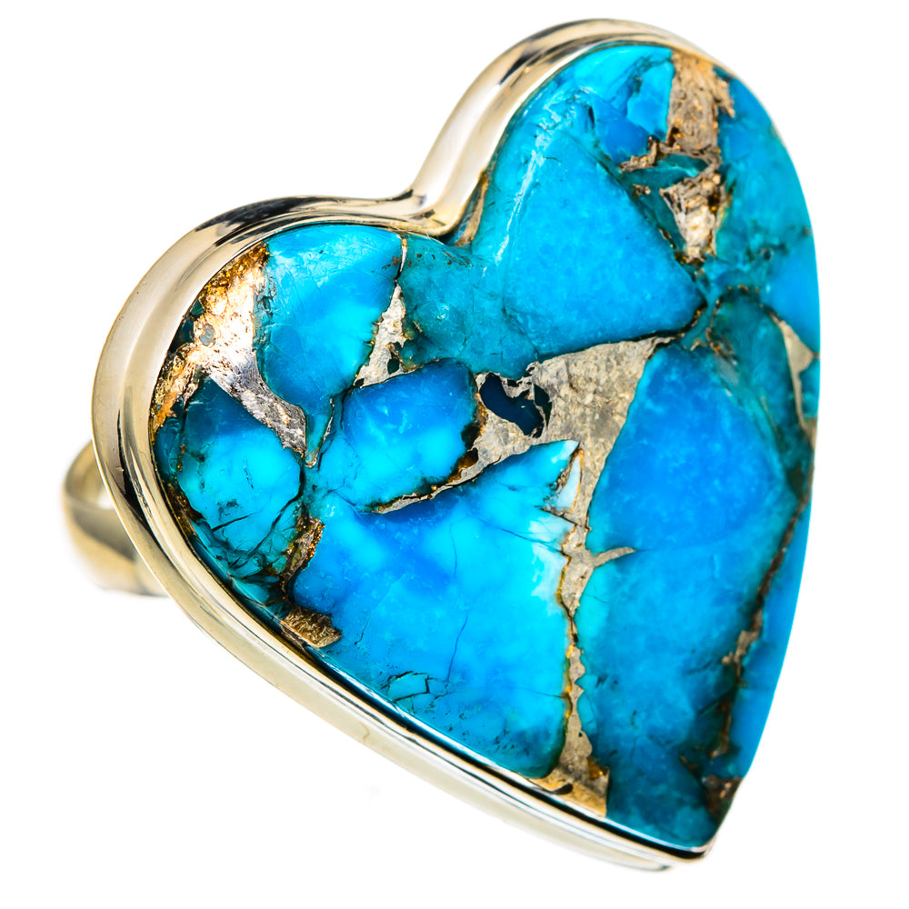 Blue Copper Composite Turquoise Rings handcrafted by Anasilvercos - RING99121