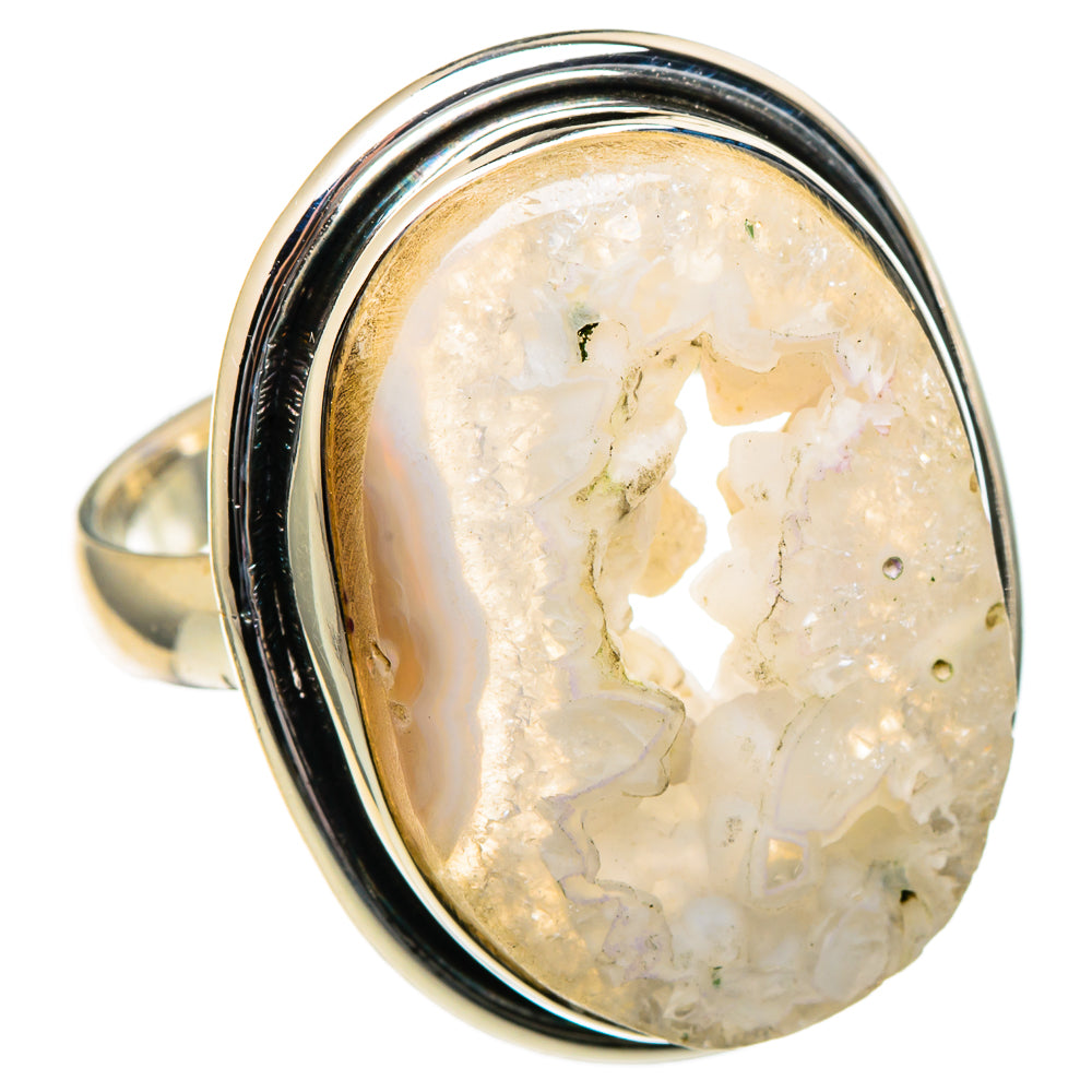 White Geode Slice Rings handcrafted by Anasilvercos - RING99148