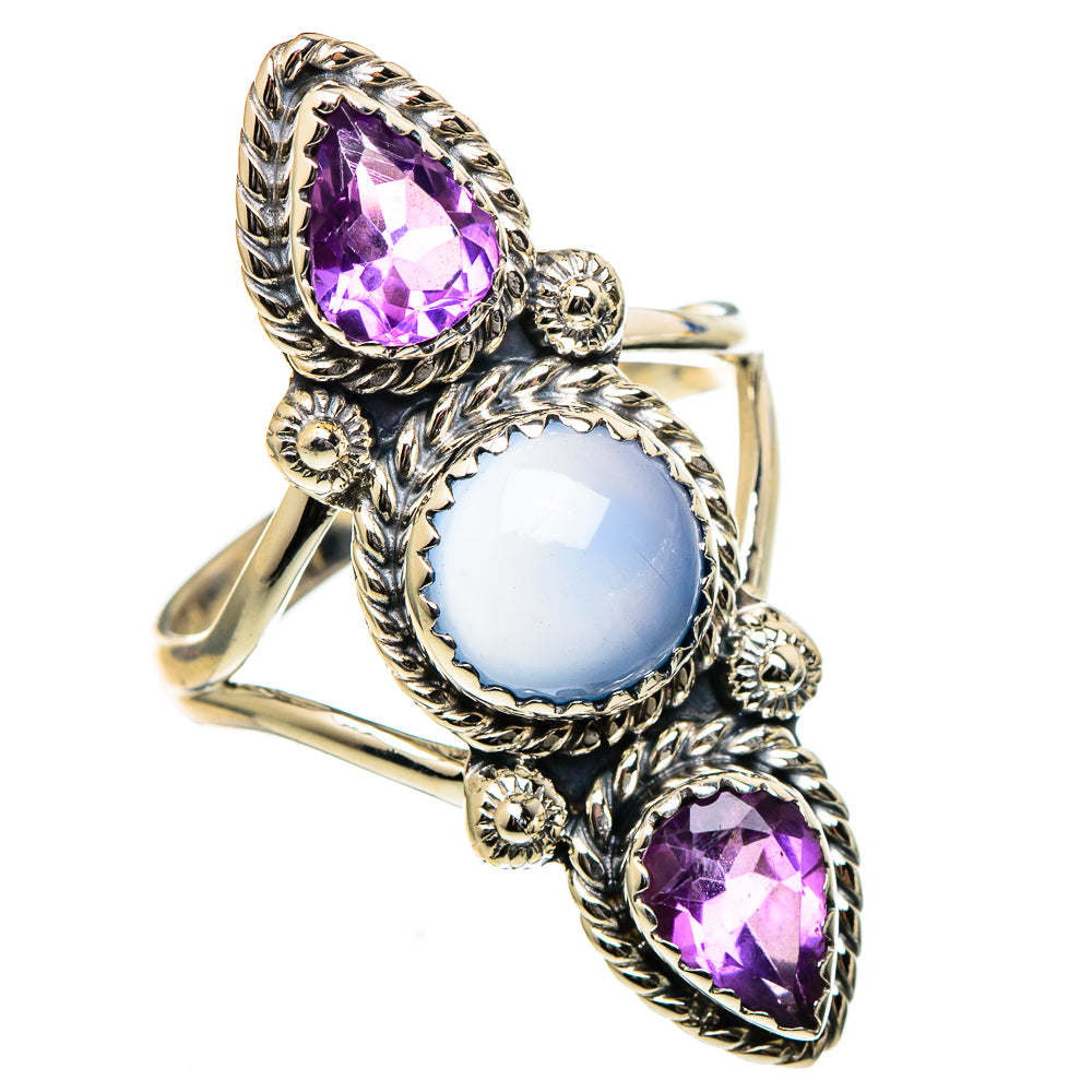 Aqua Chalcedony Rings handcrafted by Anasilvercos - RING99155