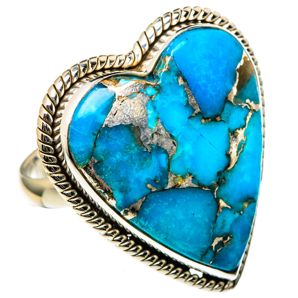 Blue Copper Composite Turquoise Rings handcrafted by Anasilvercos - RING99162