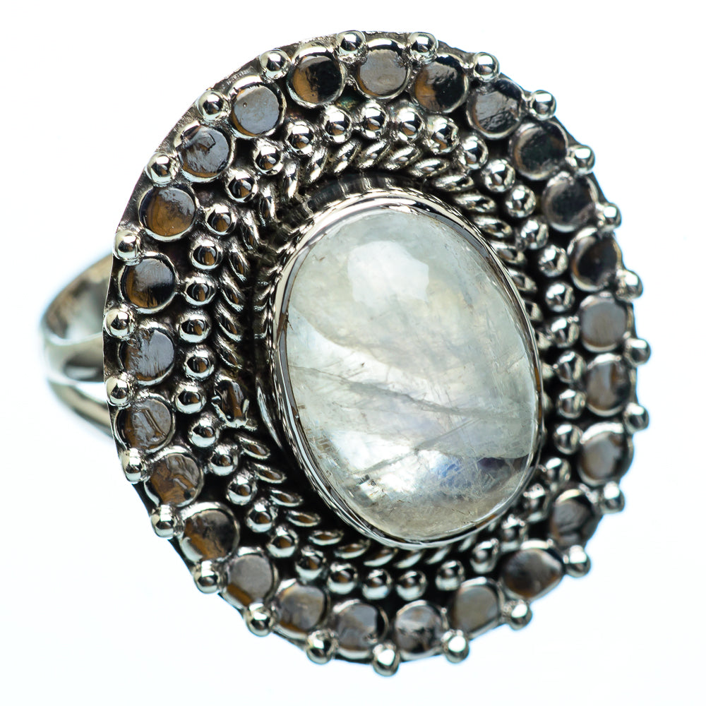 Rainbow Moonstone Rings handcrafted by Anasilvercos - RING991667