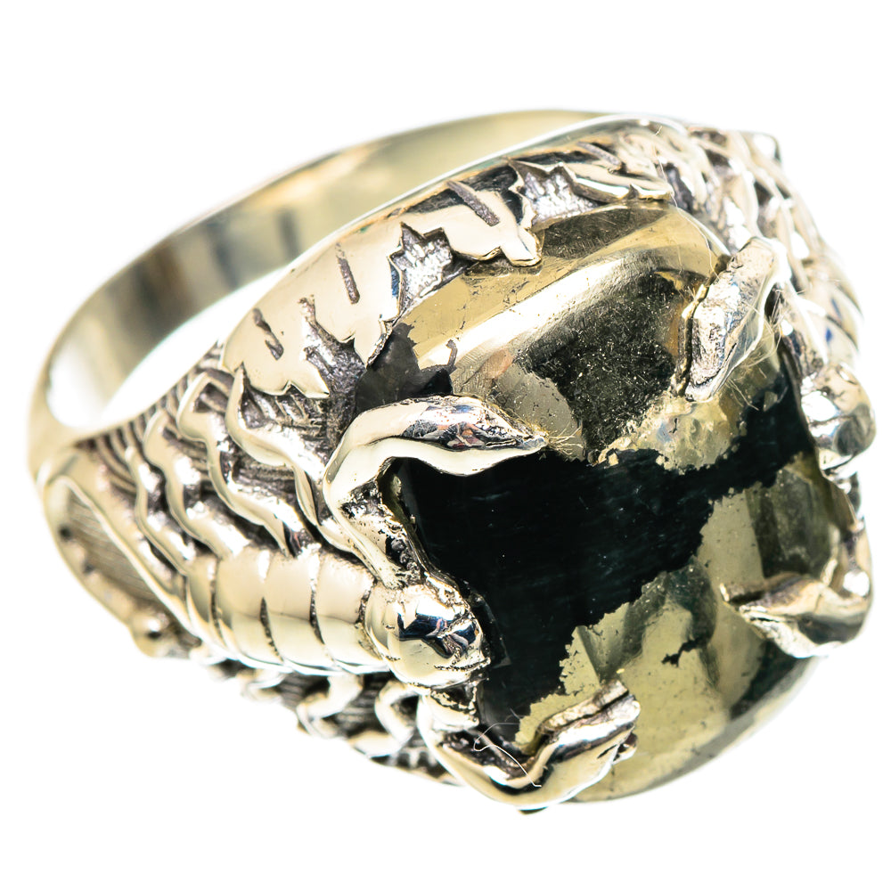 Pyrite In Black Onyx Rings handcrafted by Anasilvercos - RING99227