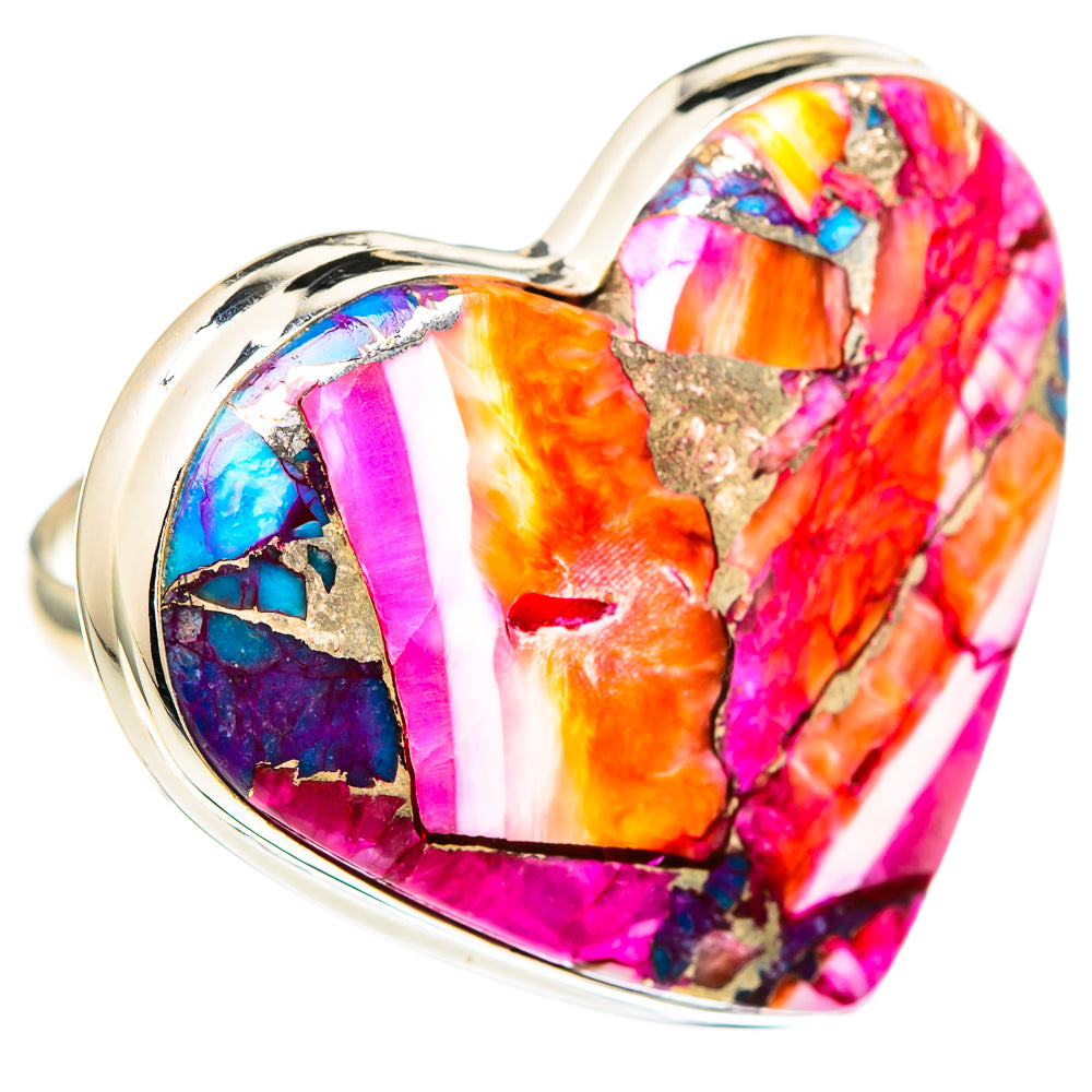Kingman Pink Dahlia Turquoise Rings handcrafted by Anasilvercos - RING99458