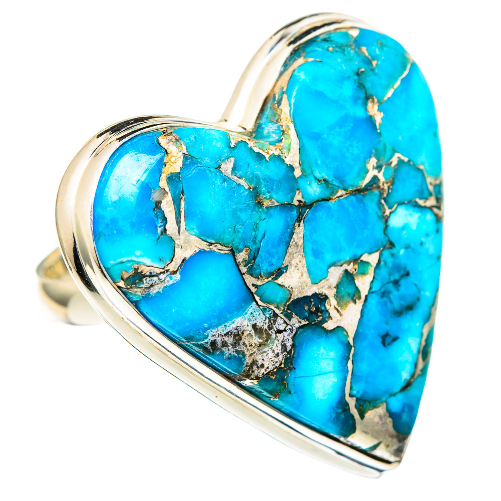 Blue Copper Composite Turquoise Rings handcrafted by Anasilvercos - RING99471