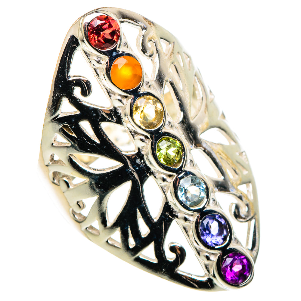 Multi-stone Rainbow Chakra Rings handcrafted by Anasilvercos - RING99587
