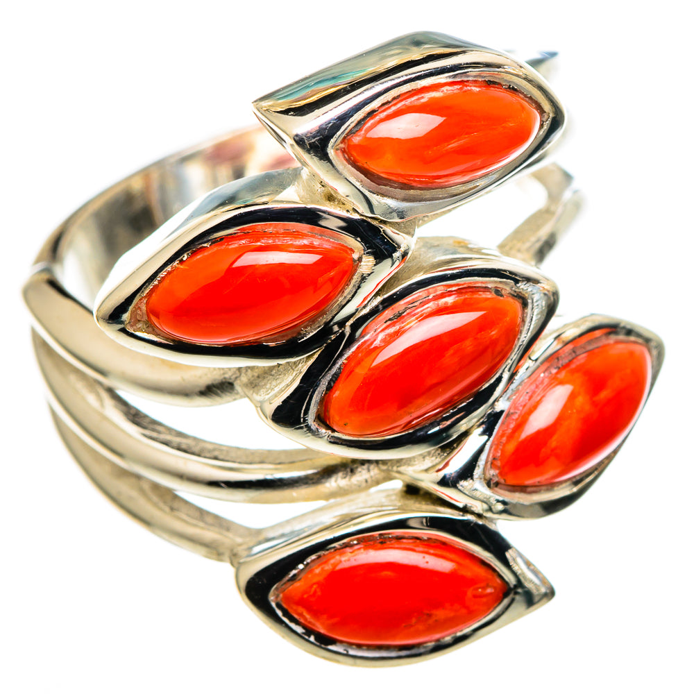 Mediterranean Red Coral Rings handcrafted by Anasilvercos - RING99612